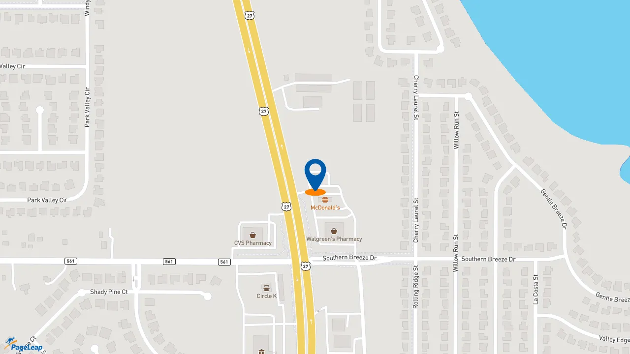 https://pageleap.com map showing location of Dunkin&#039; in Minneola.