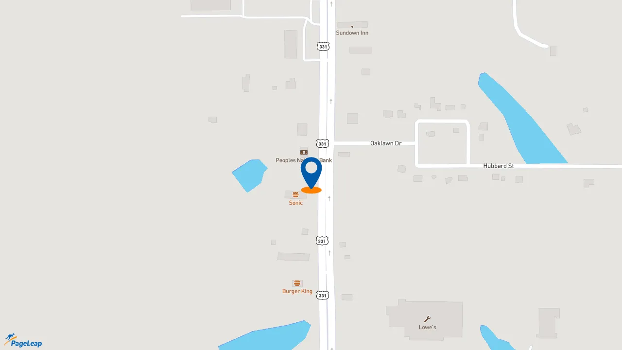 https://pageleap.com map showing location of Dunkin&#039; in Defuniak Springs.