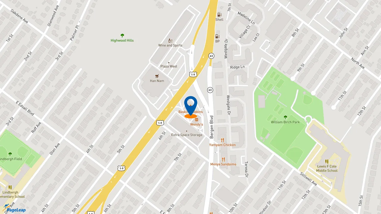 https://pageleap.com map showing location of Dunkin&#039; in Fort Lee.