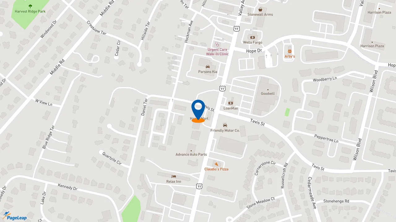 https://pageleap.com map showing location of Dunkin&#039; in Winchester.