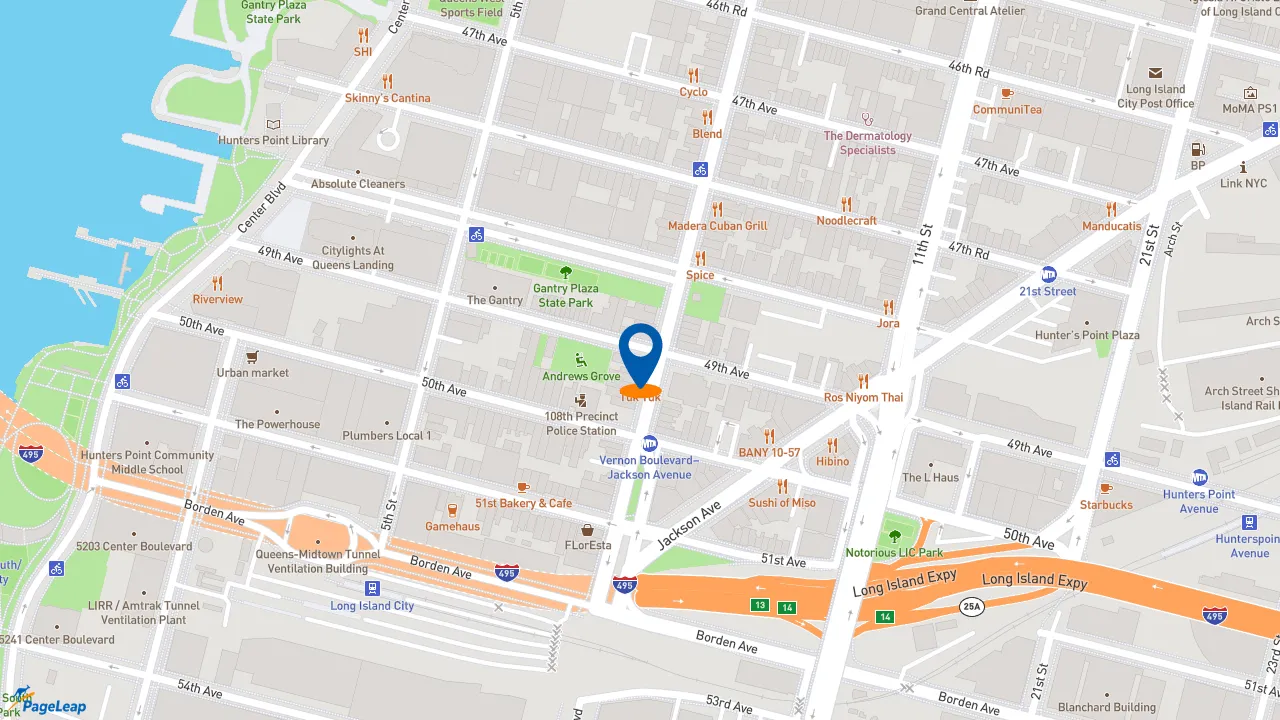 https://pageleap.com map showing location of Dunkin&#039; in Queens.