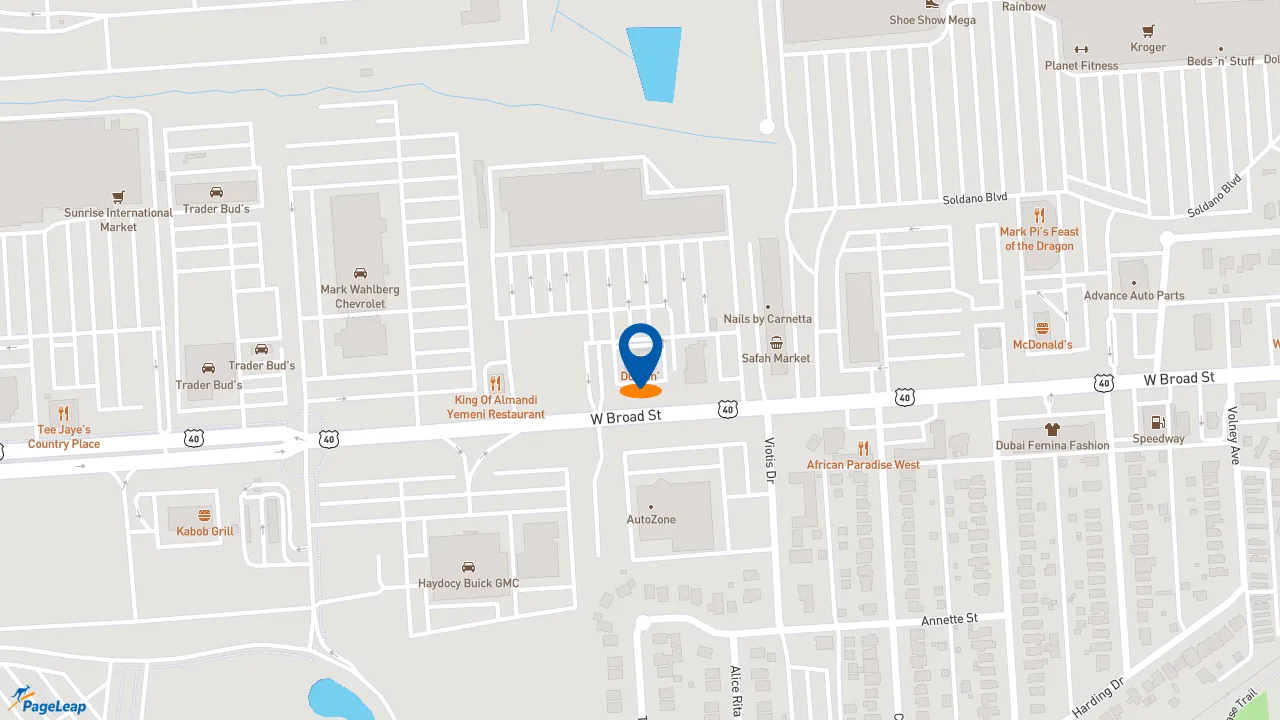 https://pageleap.com map showing location of Dunkin&#039; in Columbus.