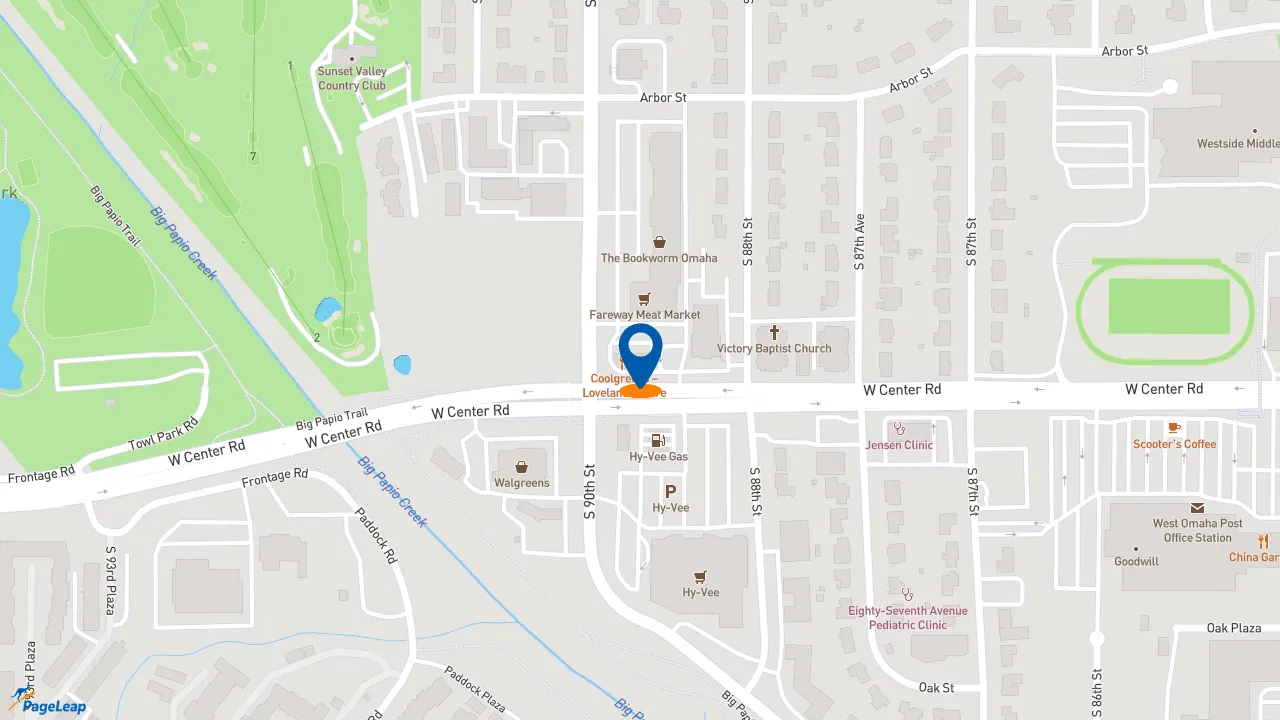 https://pageleap.com map showing location of Dunkin&#039; in Omaha.