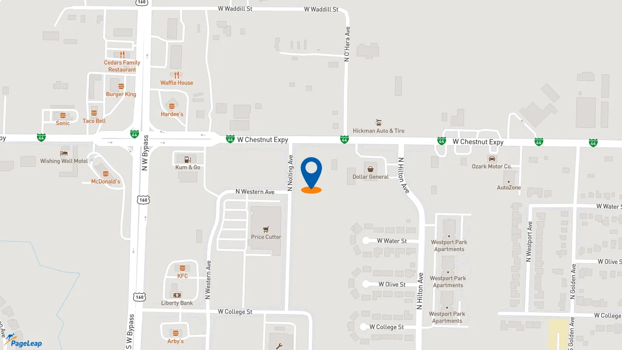 https://pageleap.com map showing location of Dunkin&#039; in Springfield.