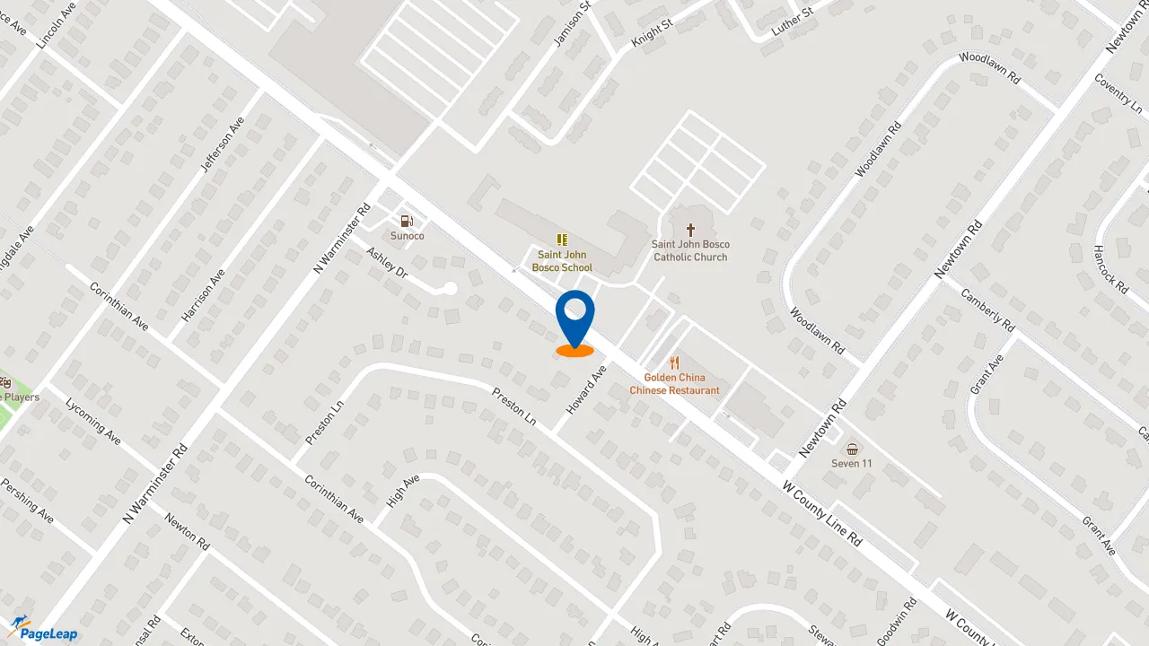 https://pageleap.com map showing location of Dunkin&#039; in Warminster.