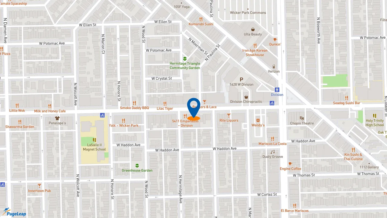 https://pageleap.com map showing location of Dunkin&#039; in Chicago.