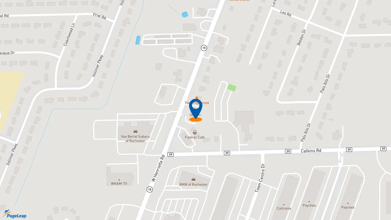 https://pageleap.com map showing location of Dunkin&#039; in Rochester.