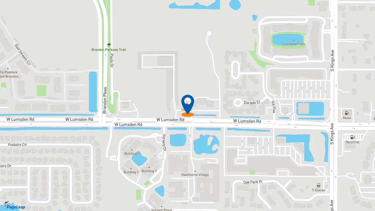 https://pageleap.com map showing location of Dunkin&#039; in Brandon.