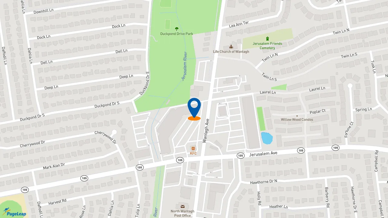 https://pageleap.com map showing location of Dunkin&#039; in Wantagh.