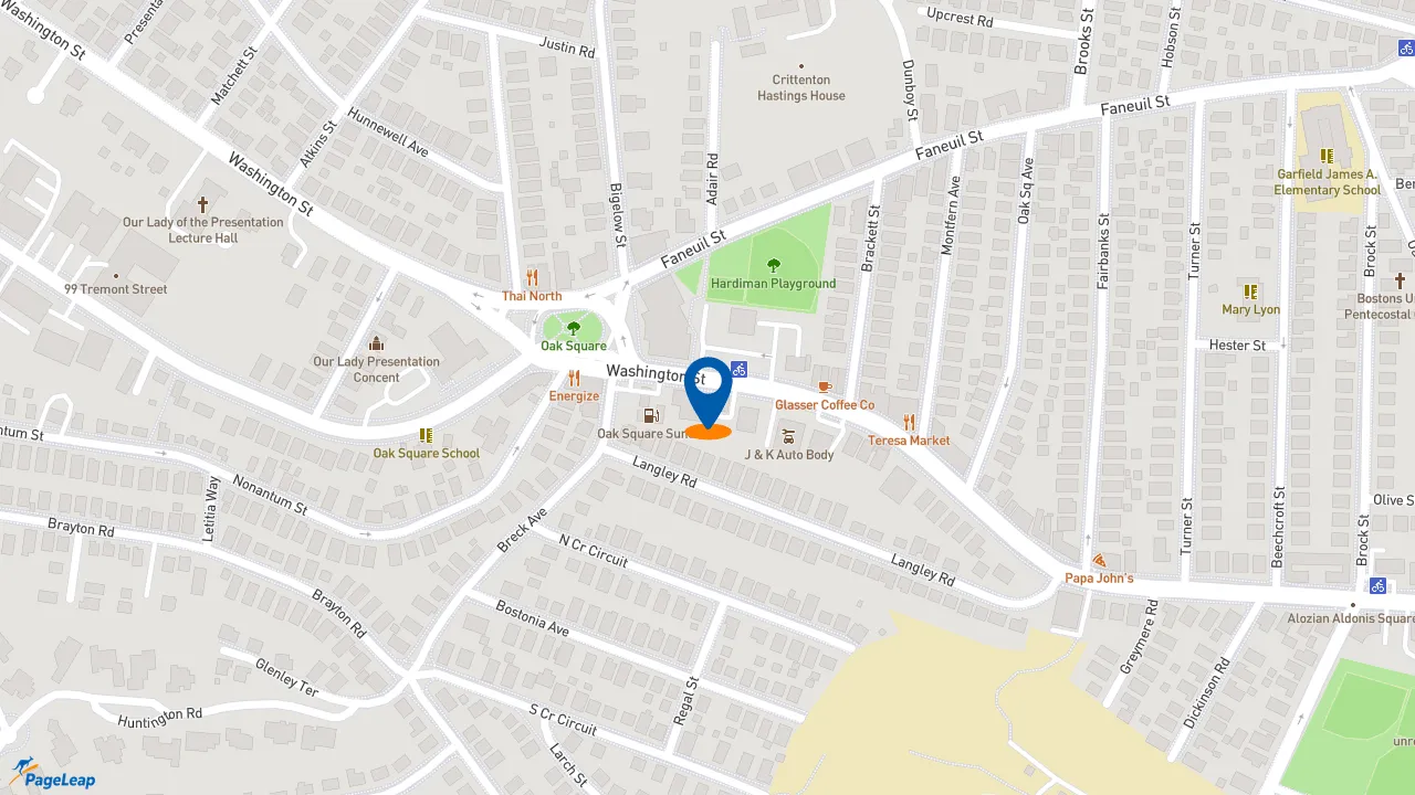 https://pageleap.com map showing location of Dunkin&#039; in Boston.