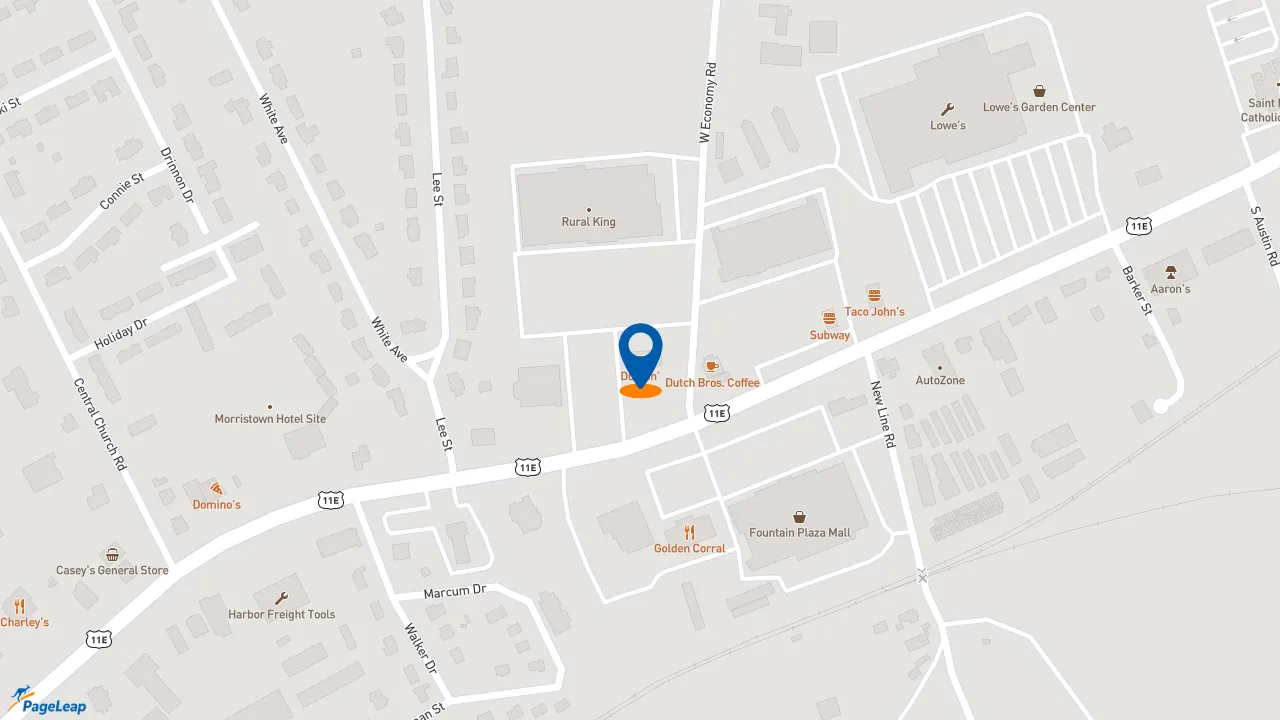 https://pageleap.com map showing location of Dunkin&#039; in Morristown.