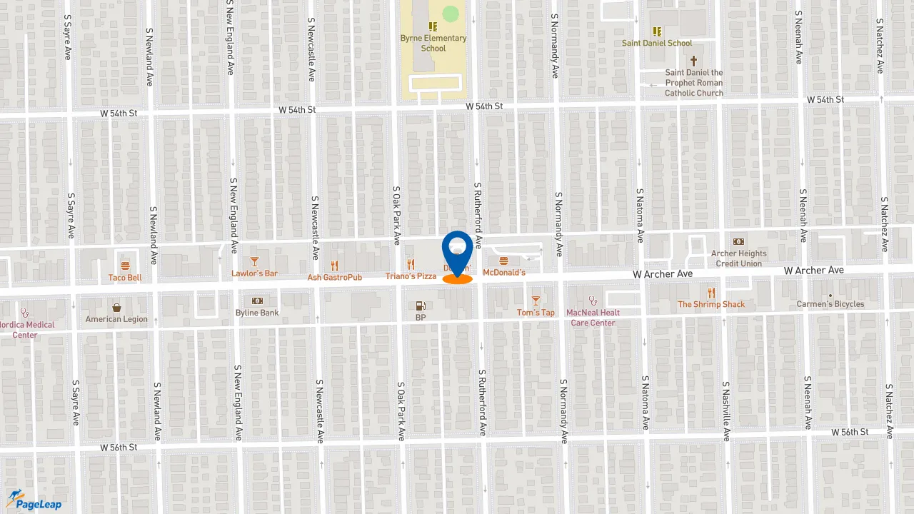https://pageleap.com map showing location of Dunkin&#039; in Chicago.