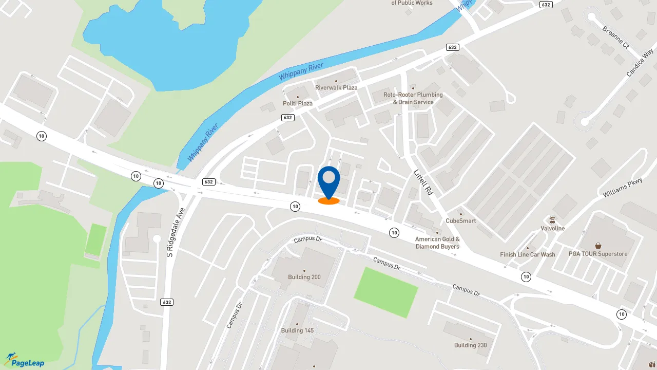 https://pageleap.com map showing location of Dunkin&#039; in East Hanover.