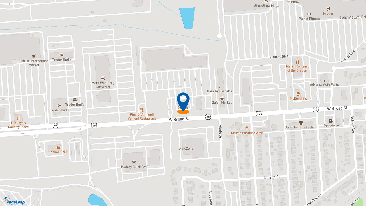 https://pageleap.com map showing location of Dunkin&#039; in Columbus.