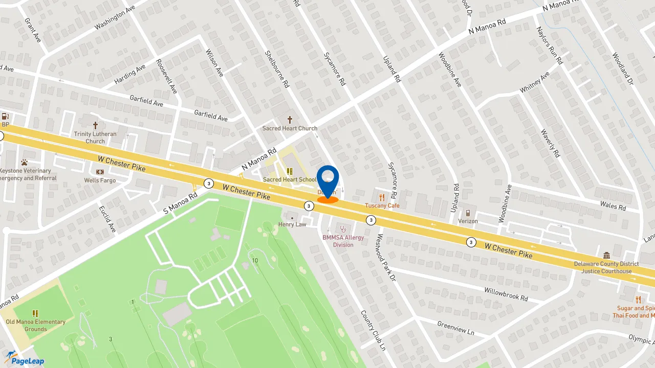 https://pageleap.com map showing location of Dunkin&#039; in Haverford Township.