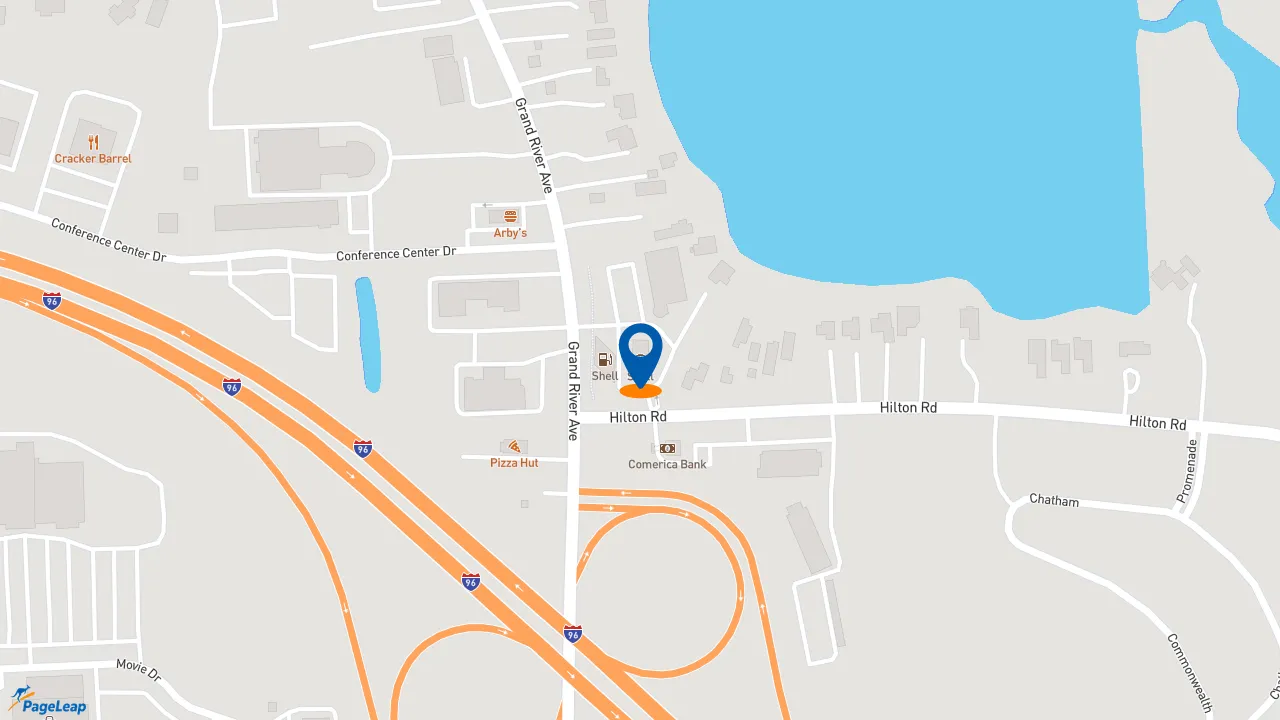 https://pageleap.com map showing location of Dunkin&#039; in Brighton.