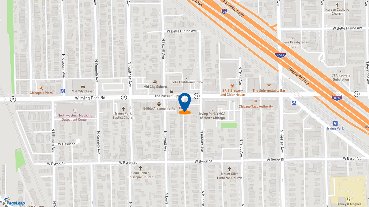 https://pageleap.com map showing location of Dunkin&#039; in Chicago.