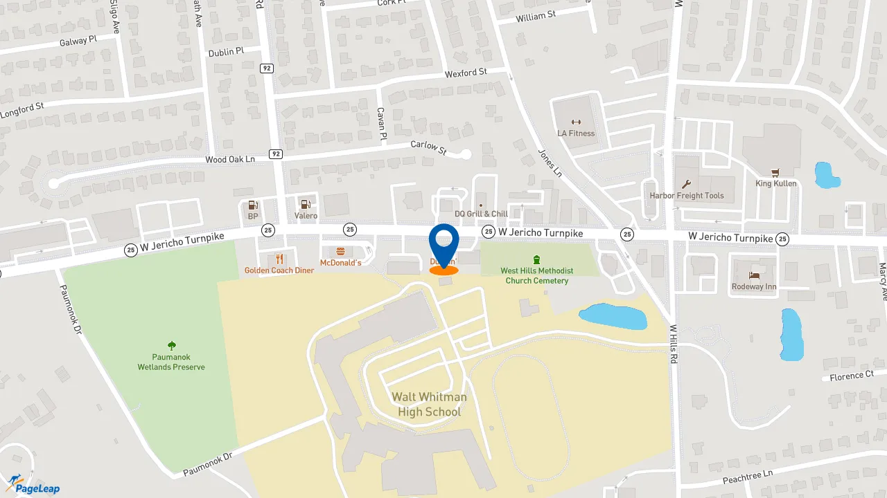 https://pageleap.com map showing location of Dunkin&#039; in West Hills.