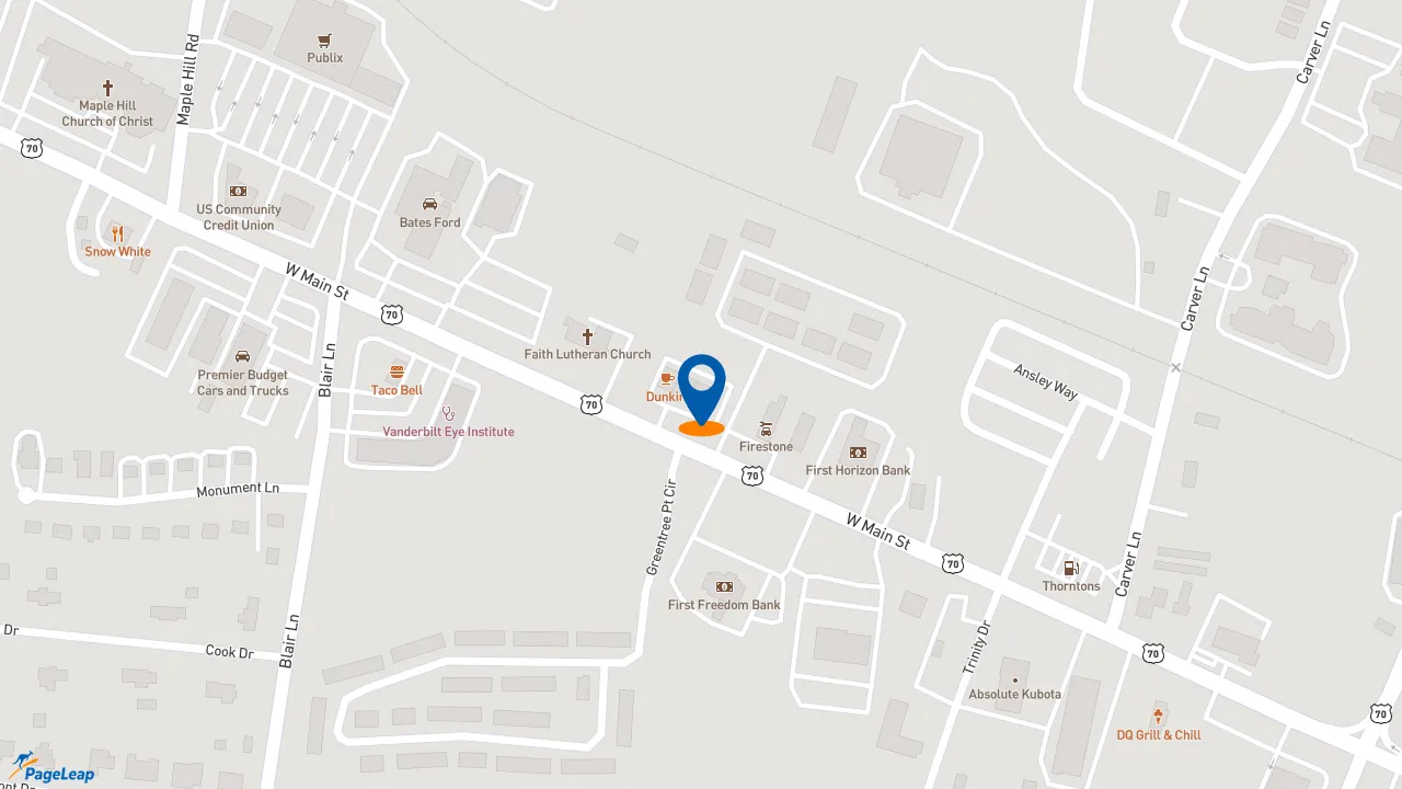 https://pageleap.com map showing location of Dunkin&#039; in Lebanon.
