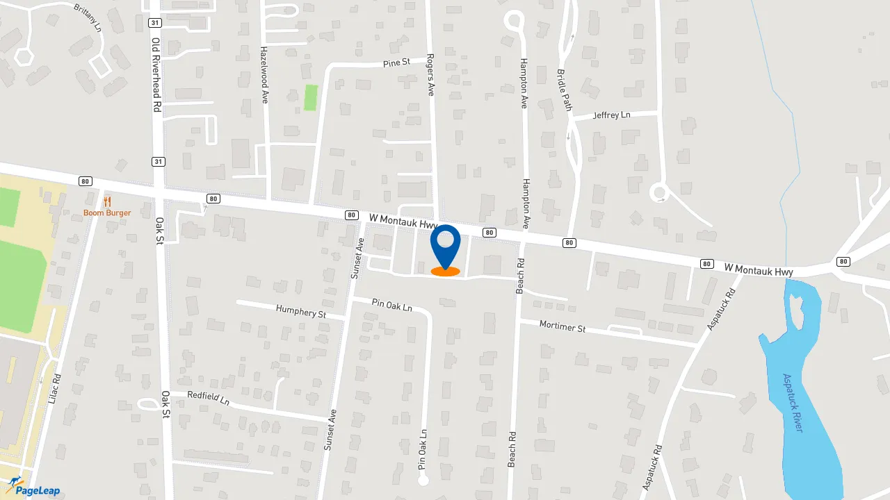 https://pageleap.com map showing location of Dunkin&#039; in Village Of Westhampton Beach.