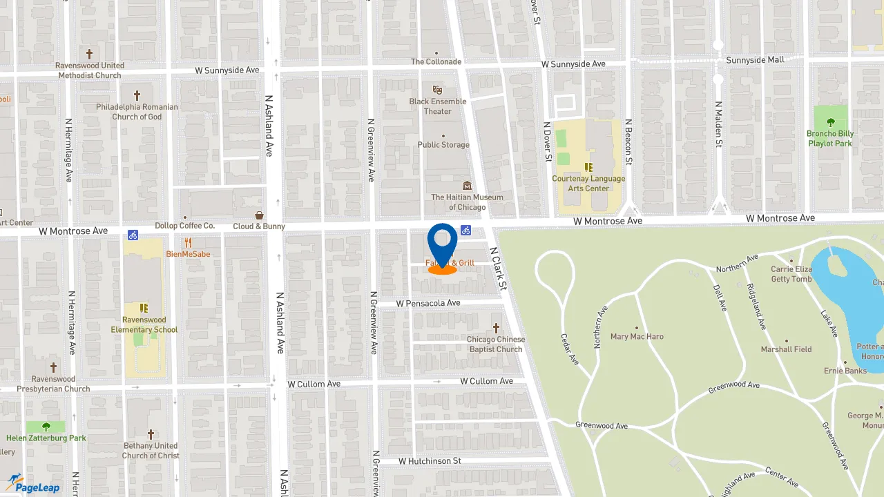 https://pageleap.com map showing location of Dunkin&#039; in Chicago.