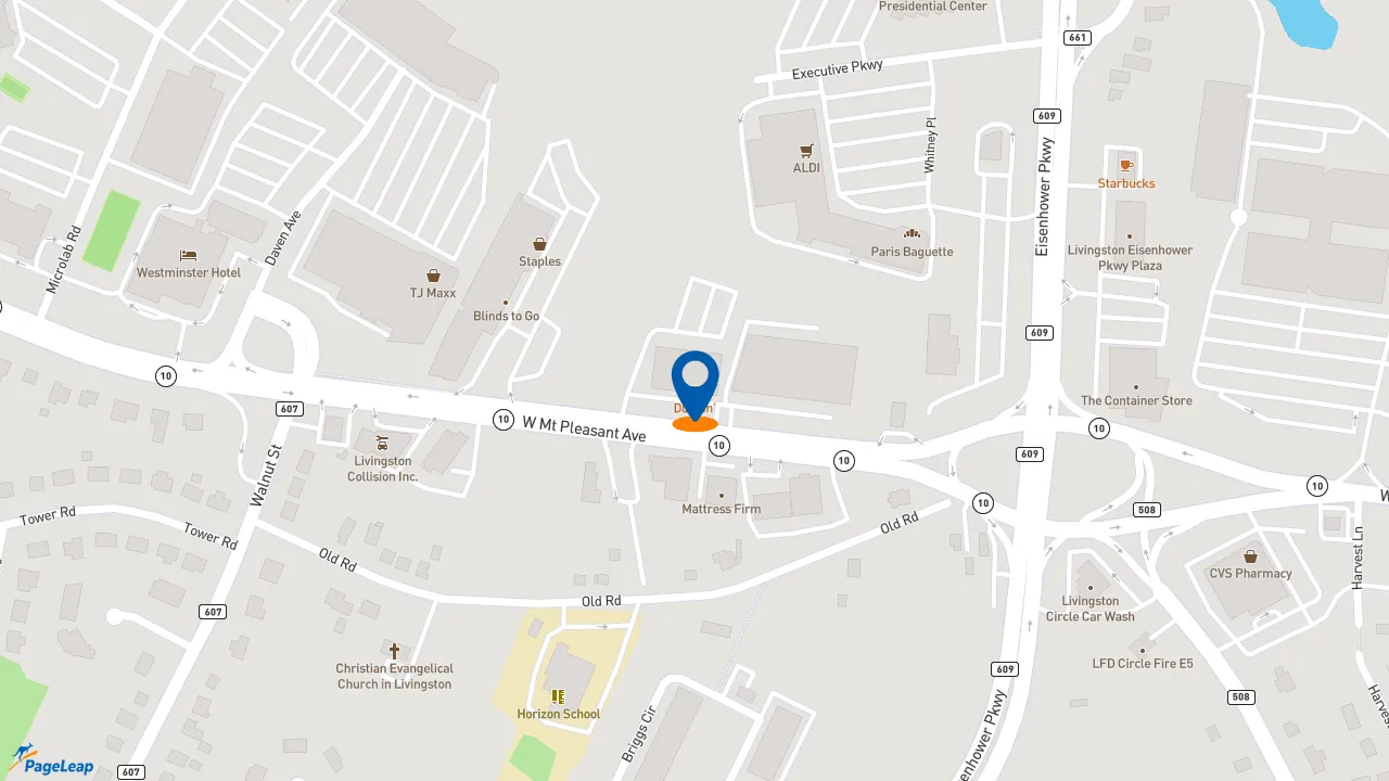 https://pageleap.com map showing location of Dunkin&#039; in Livingston.