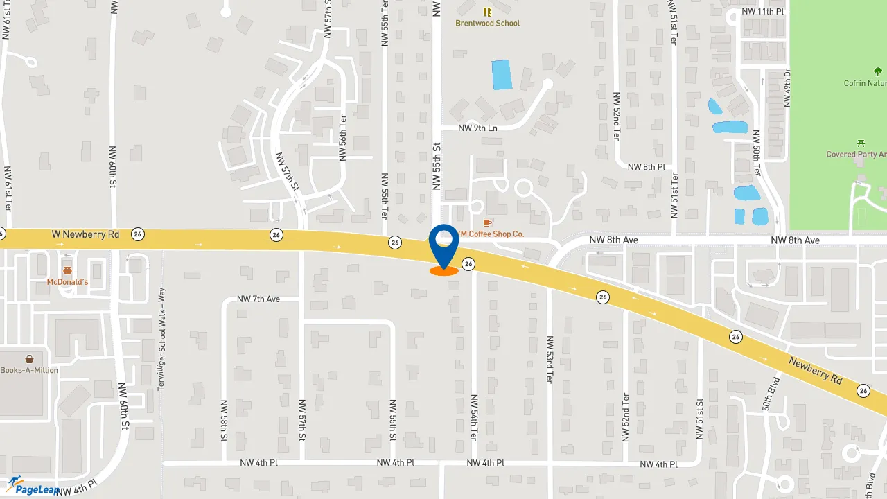 https://pageleap.com map showing location of Dunkin&#039; in Gainesville.
