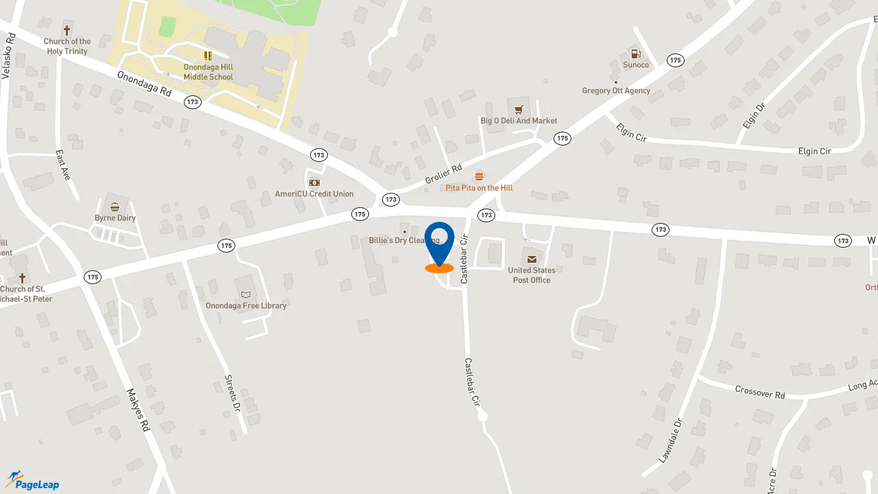 https://pageleap.com map showing location of Dunkin&#039; in City Of Syracuse.