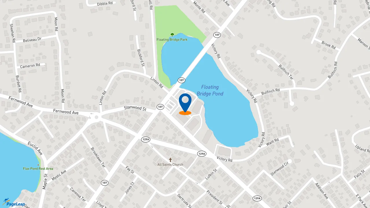 https://pageleap.com map showing location of Dunkin&#039; in Lynn.