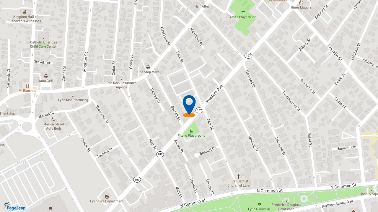 https://pageleap.com map showing location of Dunkin&#039; in Lynn.
