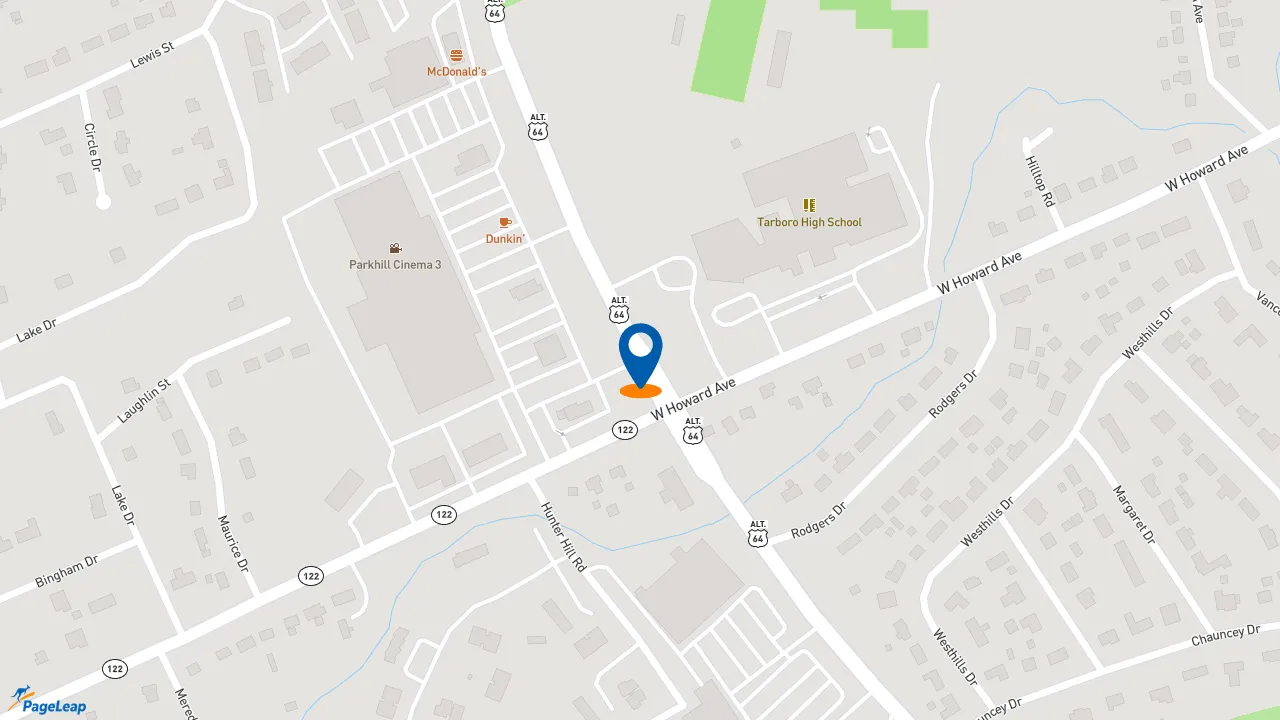 https://pageleap.com map showing location of Dunkin&#039; in Tarboro.