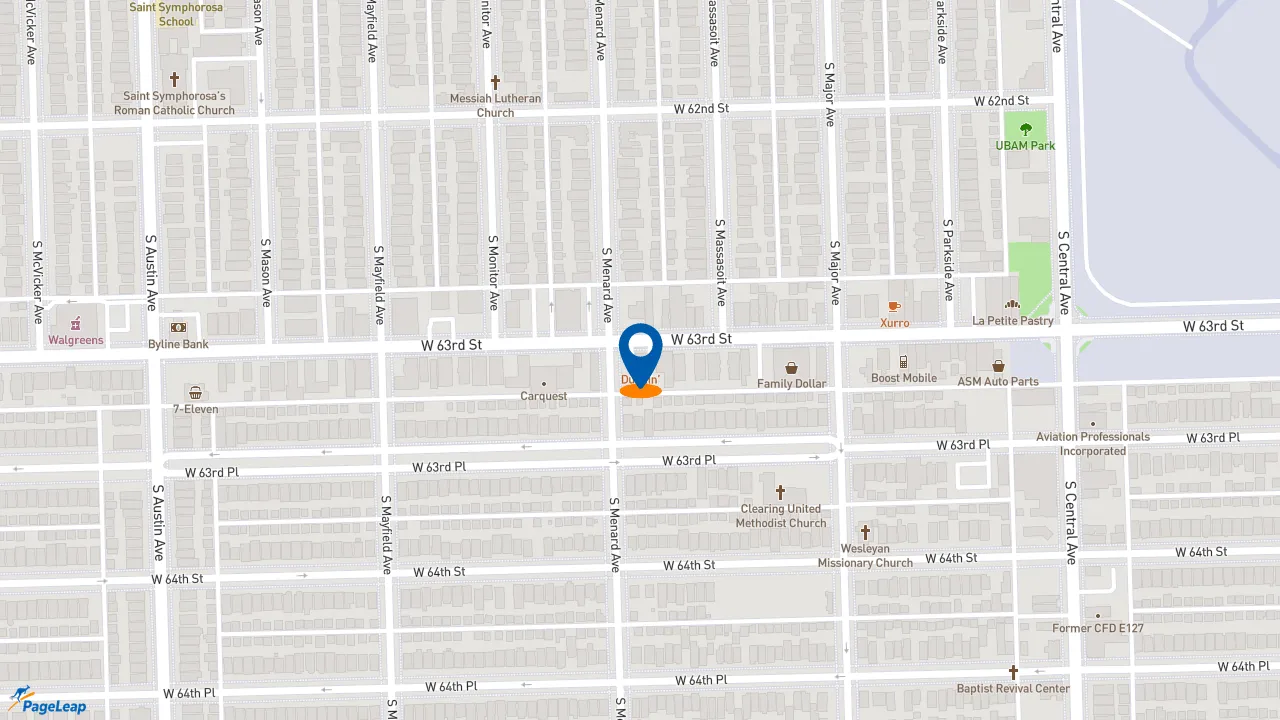 https://pageleap.com map showing location of Dunkin&#039; in Chicago.
