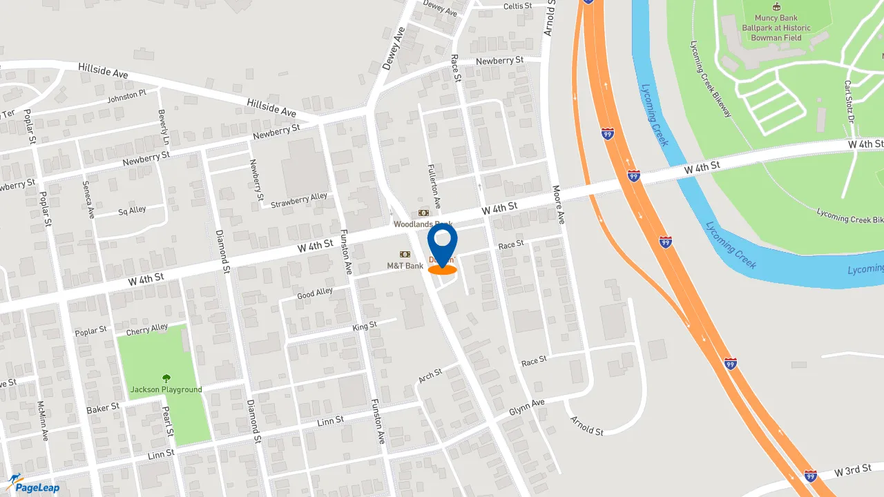 https://pageleap.com map showing location of Dunkin&#039; in Williamsport.