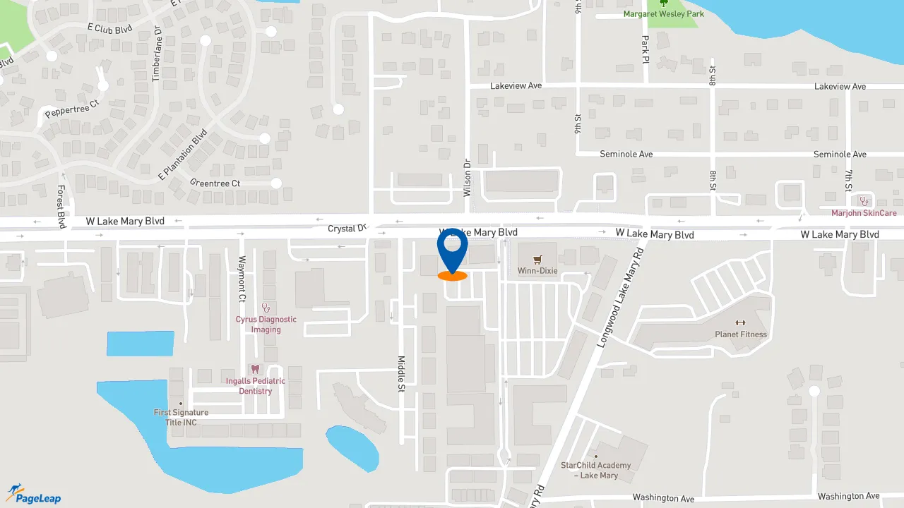 https://pageleap.com map showing location of Dunkin&#039; in Lake Mary.