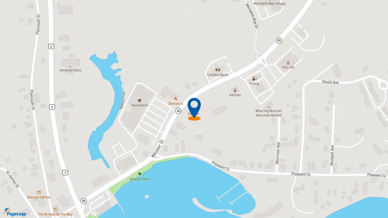 https://pageleap.com map showing location of Dunkin&#039; in Meredith.