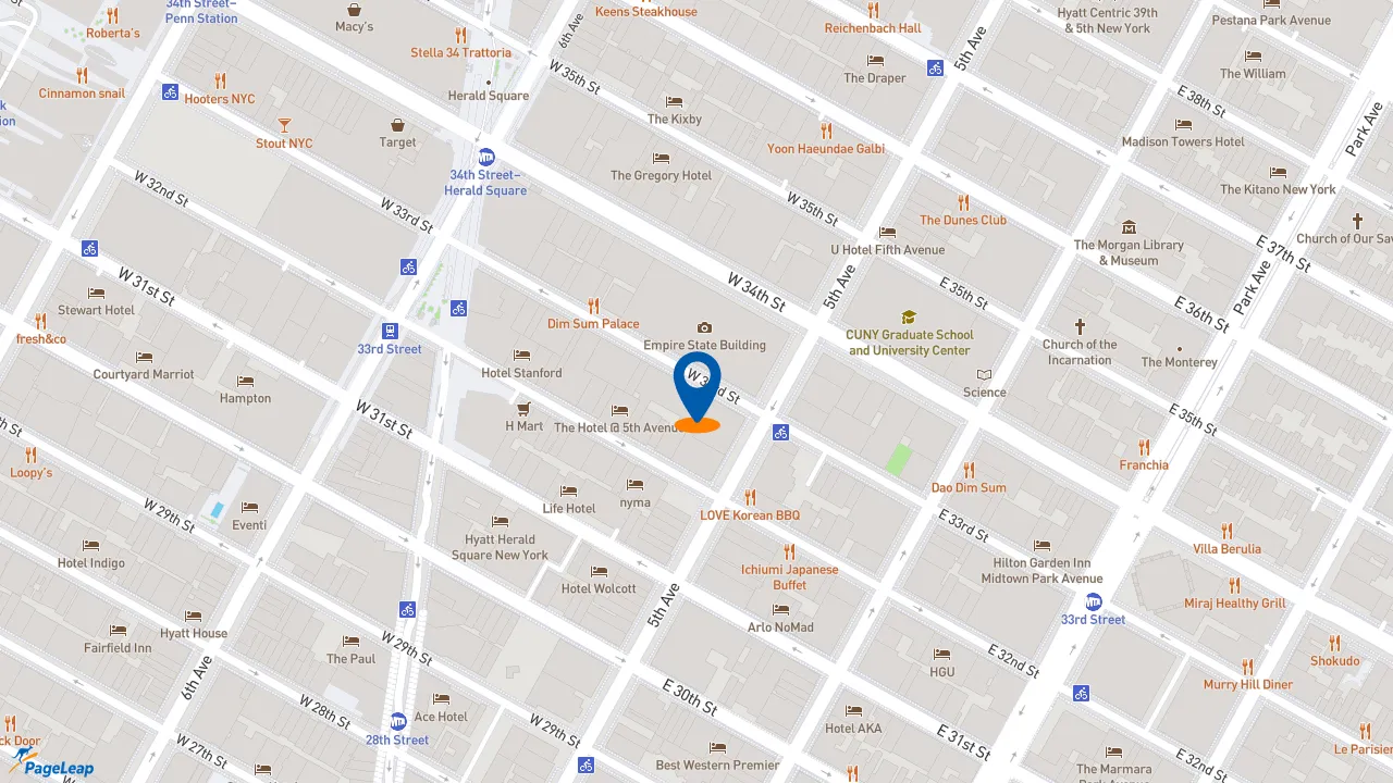 https://pageleap.com map showing location of Dunkin&#039; in New York.