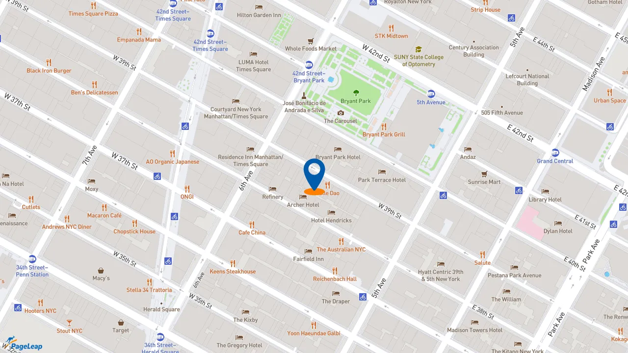 https://pageleap.com map showing location of Dunkin&#039; in New York.