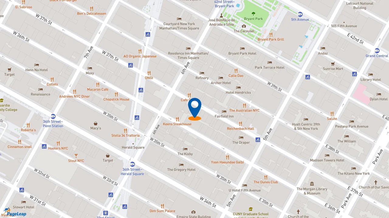 https://pageleap.com map showing location of Dunkin&#039; in New York.