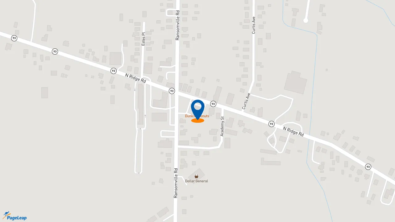 https://pageleap.com map showing location of Dunkin&#039; in Ransomville.