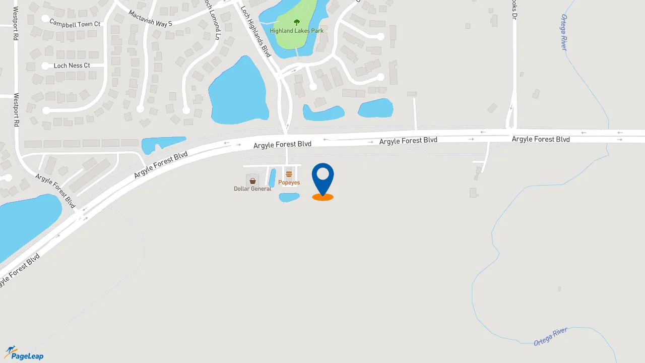 https://pageleap.com map showing location of Dutch Bros Coffee in Jacksonville.