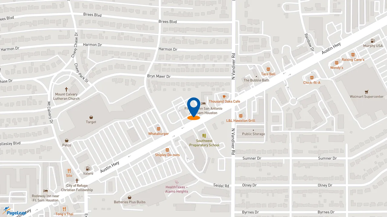 https://pageleap.com map showing location of Dutch Bros Coffee in San Antonio.