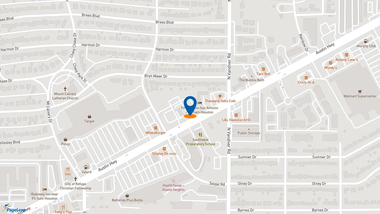 https://pageleap.com map showing location of Dutch Bros Coffee in San Antonio.