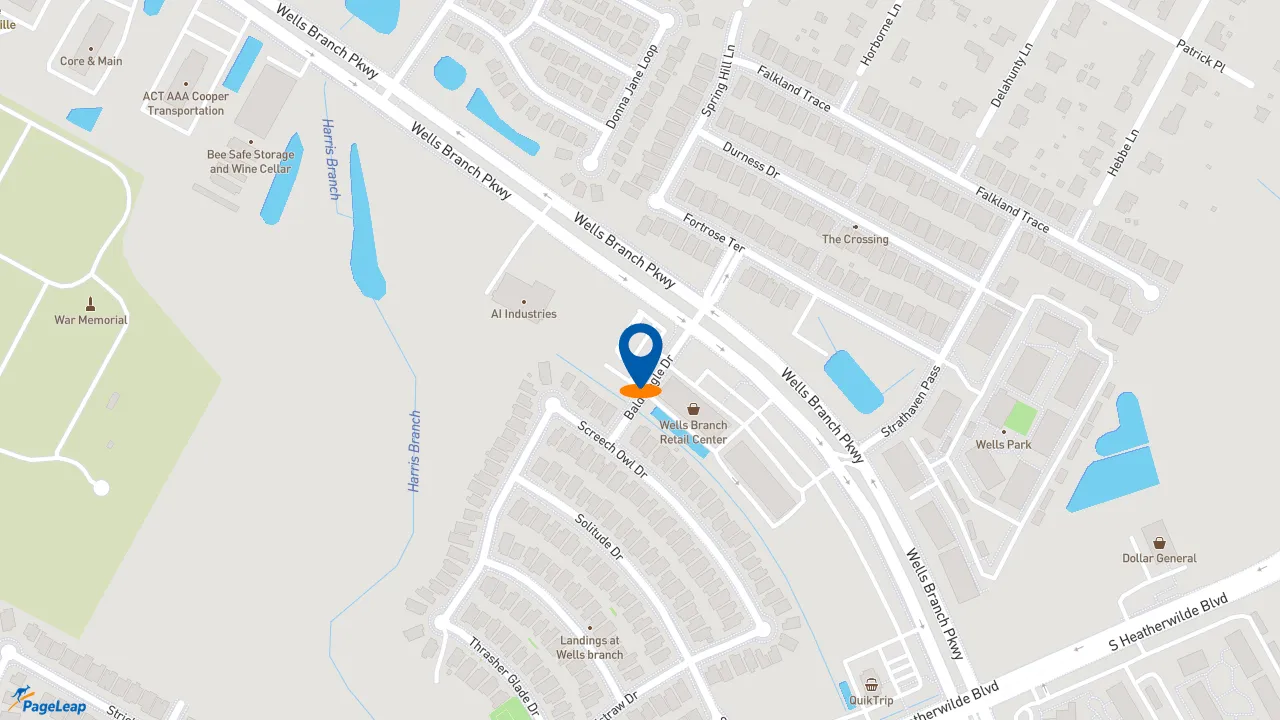 https://pageleap.com map showing location of Dutch Bros Coffee in Pflugerville.