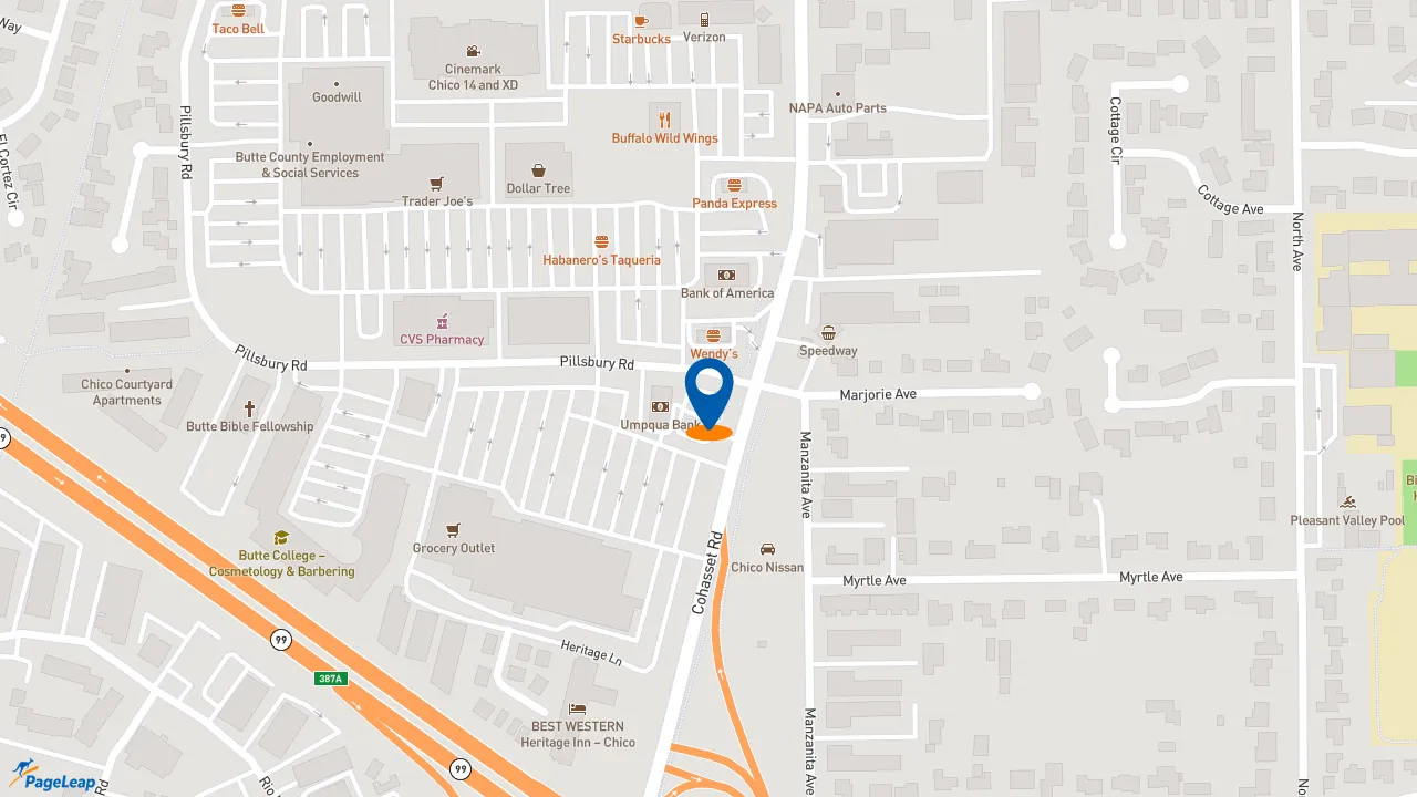 https://pageleap.com map showing location of Dutch Bros Coffee in Chico.