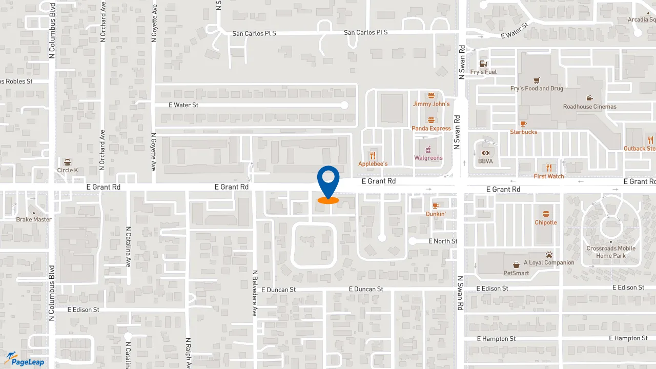 https://pageleap.com map showing location of Dutch Bros Coffee in Tucson.