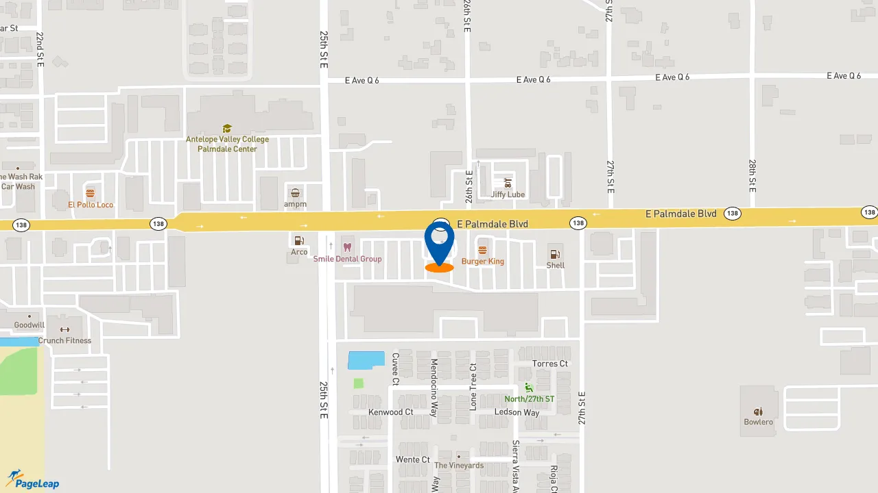 https://pageleap.com map showing location of Dutch Bros Coffee in Palmdale.