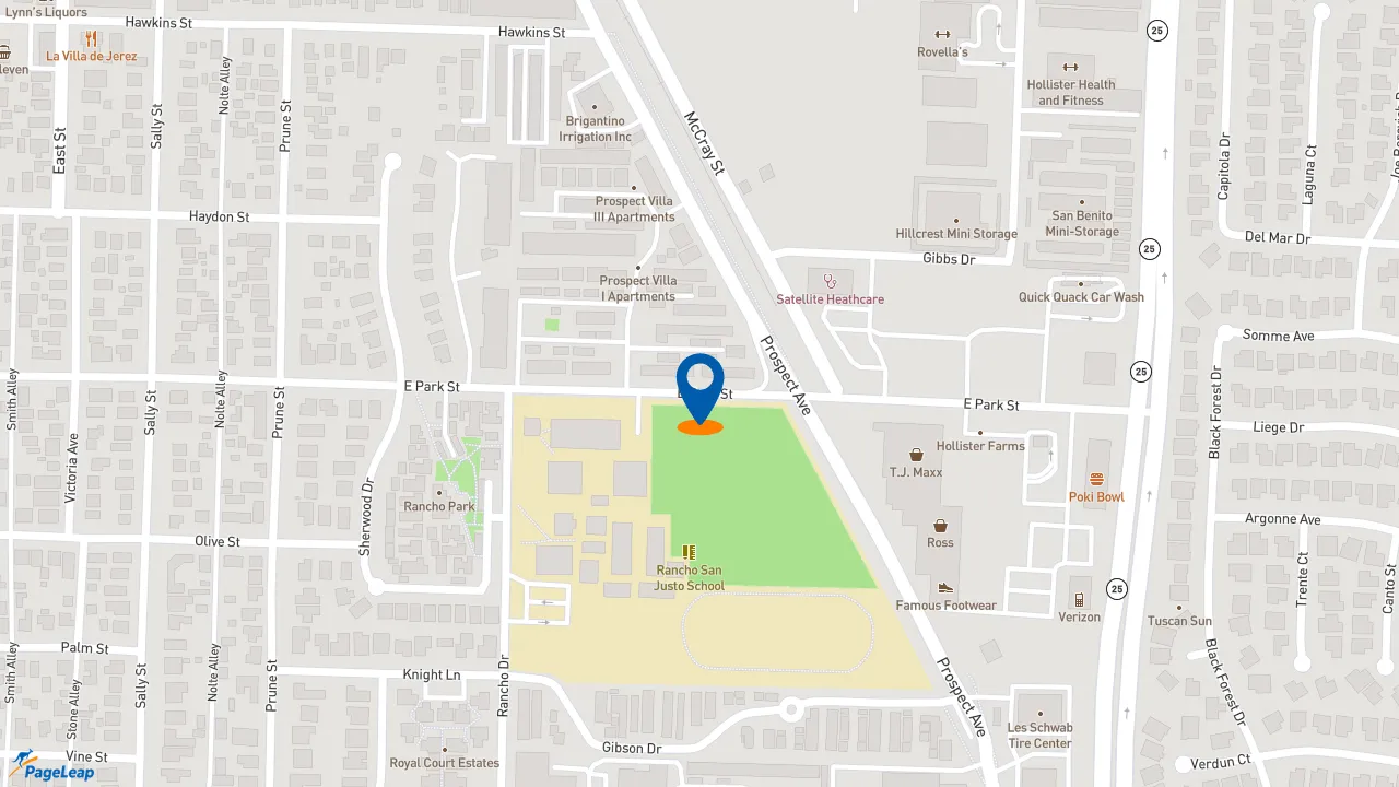 https://pageleap.com map showing location of Dutch Bros Coffee in Hollister.