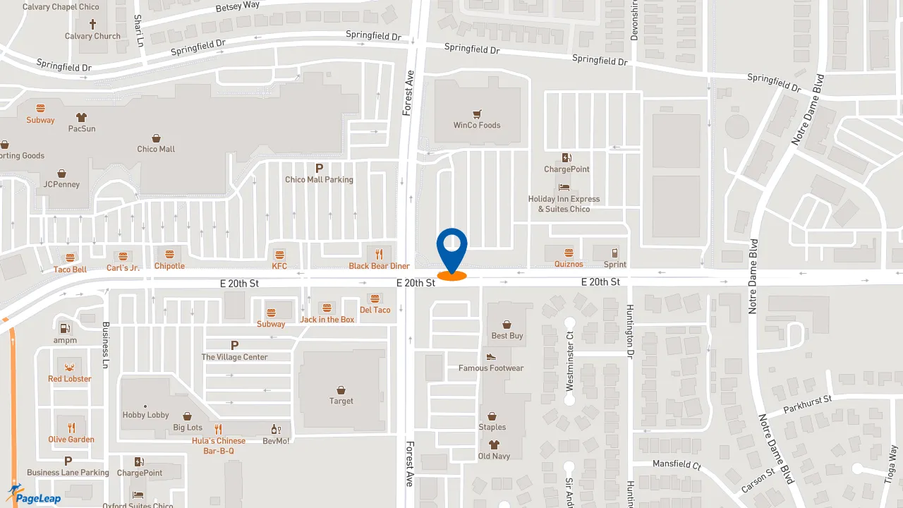 https://pageleap.com map showing location of Dutch Bros Coffee in Chico.