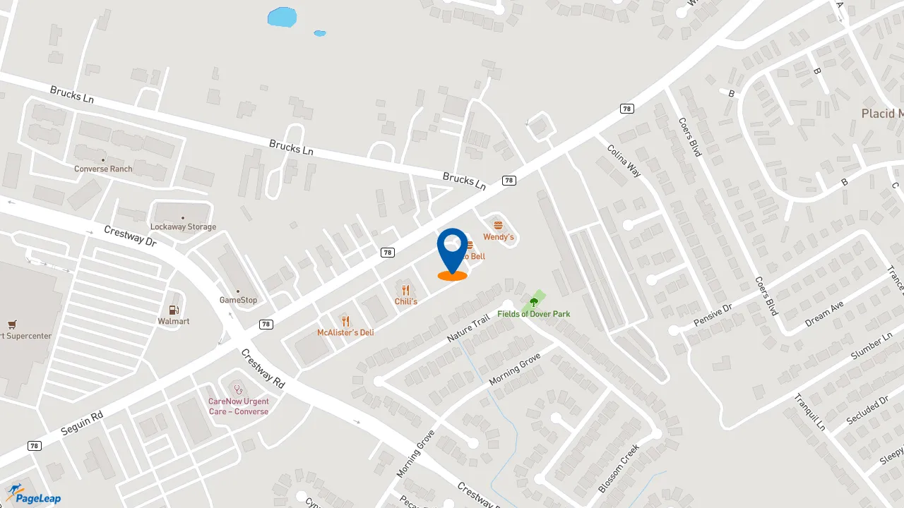 https://pageleap.com map showing location of Dutch Bros Coffee in Converse.