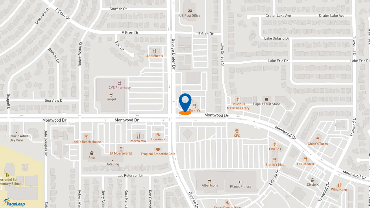 https://pageleap.com map showing location of Dutch Bros Coffee in El Paso.